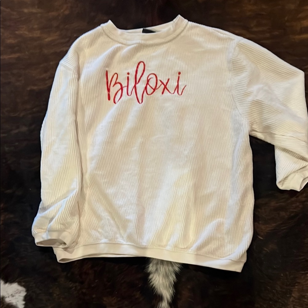 MV Sport White Sweatshirt with Red Embroidery